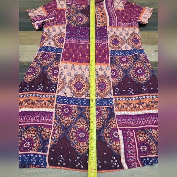 VICI Mix Boho Prints Short Sleeve Dress W Pockets Visible Back Zipper Size M - Picture 9 of 11